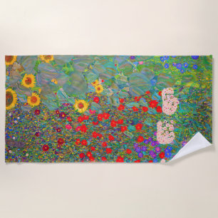 Boerderij van Gustav Klimt met zonnebloemen Strandlaken
