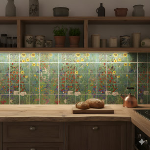 Boerderij van Gustav Klimt met zonnebloemen Tegeltje