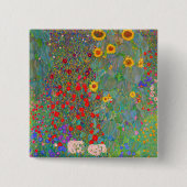 Boerderij van Gustav Klimt met zonnebloemen Vierkante Button 5,1 Cm (Voorkant)