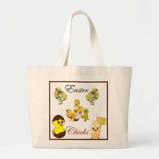 Boerderij van Happy Easter Chicks Country Rustic Grote Tote Bag (Voorkant)
