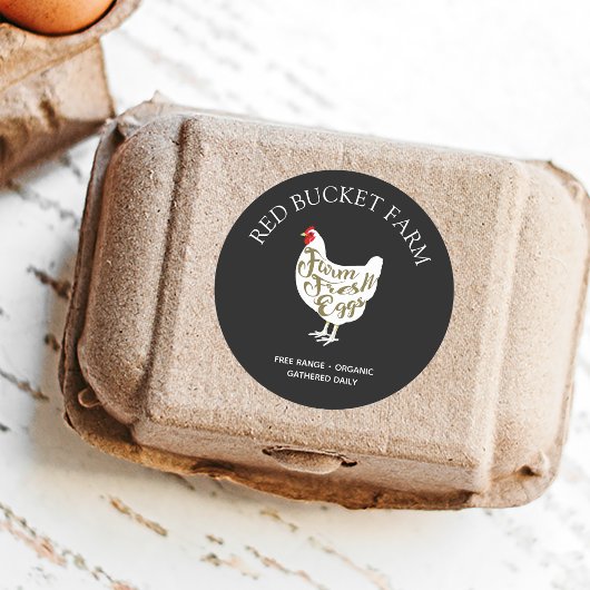 Boerderij van het verse kippeneieren ronde sticker