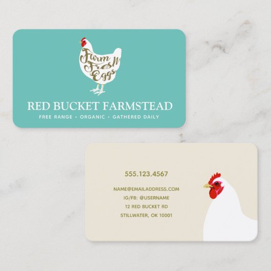 Boerderij van het verse kippeneieren visitekaartje (Voorkant / Achterkant)