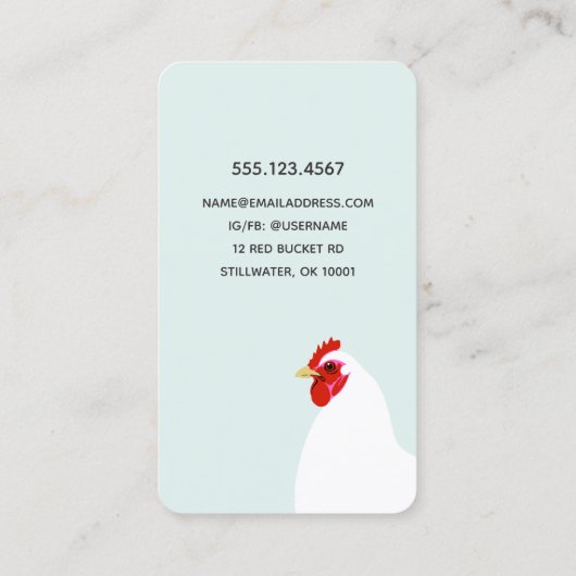 Boerderij van het verse kippeneieren visitekaartje (Achterkant)