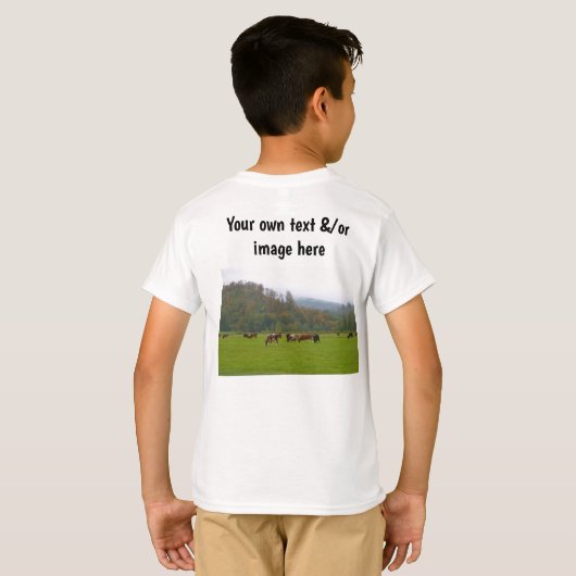 Boerderij van jongens of eigen woorden, eigen afbe t-shirt (Achterkant volledig)