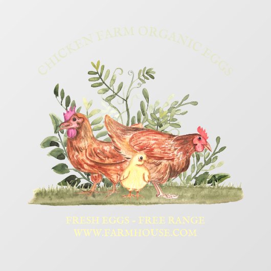 Boerderij van kippen Chick organisch ei Raamsticker (Vel)