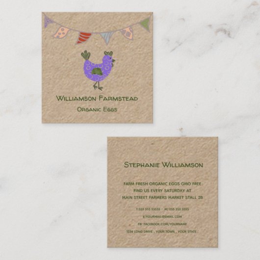 Boerderij van kippen|Landbouwers Markt Organic Egg Vierkante Visitekaartje (Voorkant / Achterkant)
