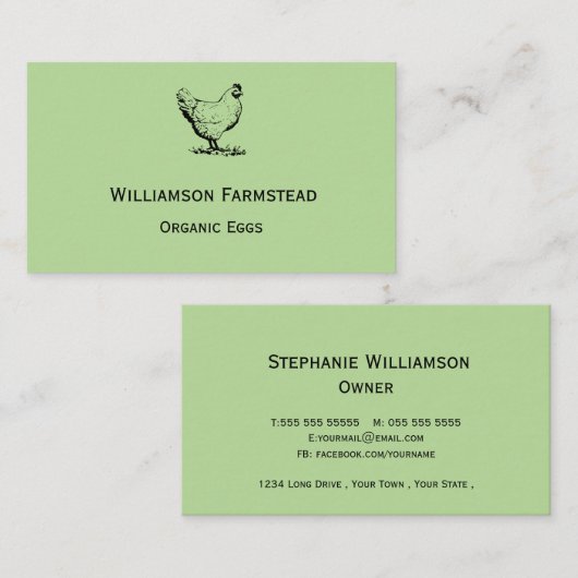 Boerderij van kippen|Landbouwers Markt Organic Egg Visitekaartje (Voorkant / Achterkant)