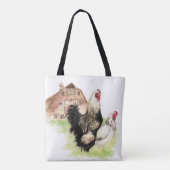 Boerderij van kippen Rooster en Hen Waterverf Tote Bag (Achterkant)