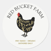 Boerderij van kippen, vers eierretro ronde sticker (Voorkant)