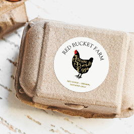 Boerderij van kippen, vers eierretro ronde sticker