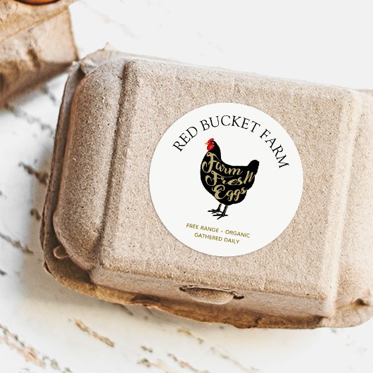 Boerderij van kippen, vers eierretro ronde sticker