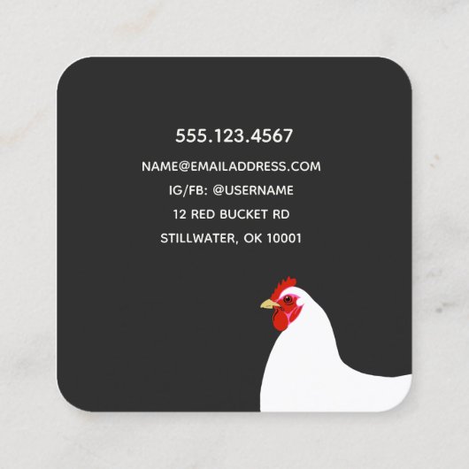 Boerderij van kippen, vers eierretro vierkante visitekaartje (Achterkant)