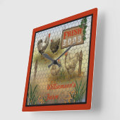 Boerderij van kippen Vintage verse eieren Vierkante Klok (Hoek)