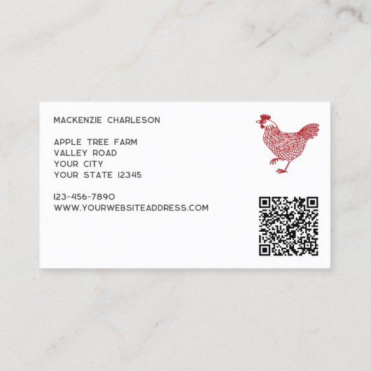 Boerderij van kippeneieren QR-code Visitekaartje (Achterkant)