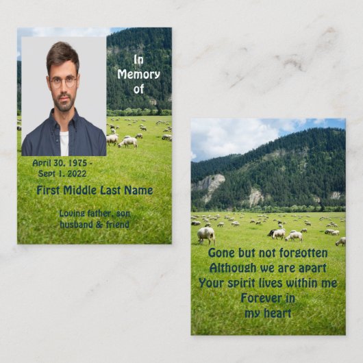 Boerderij van Memorial Keepomwille Sheep Landscape Visitekaartje (Voorkant / Achterkant)