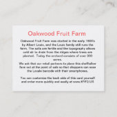 Boerderij van okhoutvruchten Traceable Shelftalker Visitekaartje (Achterkant)