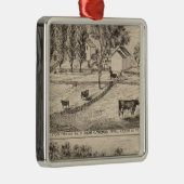 Boerderij van Orwell Vermont Metalen Ornament (Rechts)