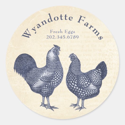 Boerderij van pluimvee Wyandotte Kippen, verse eie Ronde Sticker (Voorkant)