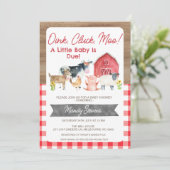 Boerderij van Red Gingham en Wood Baby shower Kaart (Staand voorkant)