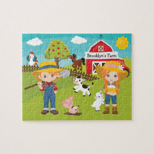 Boerderij van Red Hair Kind Jigzaag Puzzle Legpuzzel