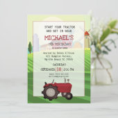 Boerderij van Red Tractor 5th Birthday Kaart (Staand voorkant)