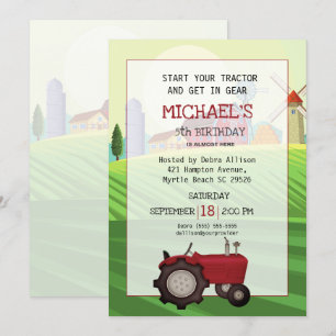 Boerderij van Red Tractor 5th Birthday Kaart