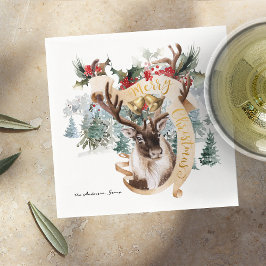 Boerderij van rendieren en bomen | Kerst-feestfees Servet