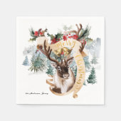 Boerderij van rendieren en bomen | Kerst-feestfees Servet (Voorkant)