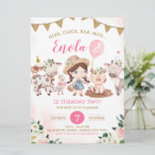 Boerderij van roze en goudmeisjes kaart (Staand voorkant)