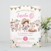 Boerderij van roze en goudmeisjes kaart (Staand voorkant)