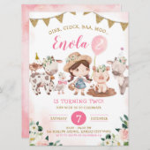 Boerderij van roze en goudmeisjes kaart (Voorkant / Achterkant)