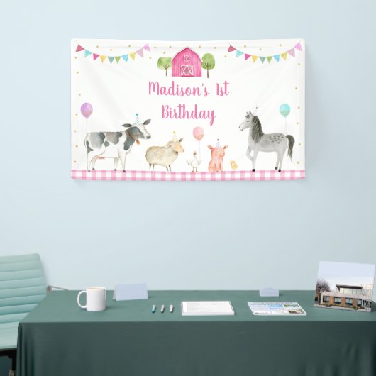 Boerderij van roze meisjes spandoek (Beurs)