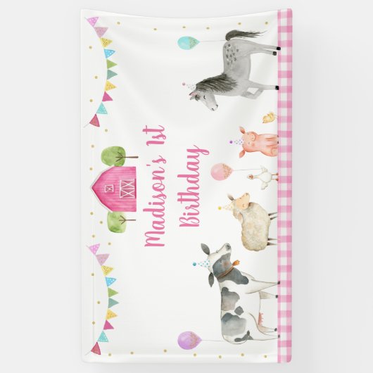 Boerderij van roze meisjes spandoek (Verticaal)