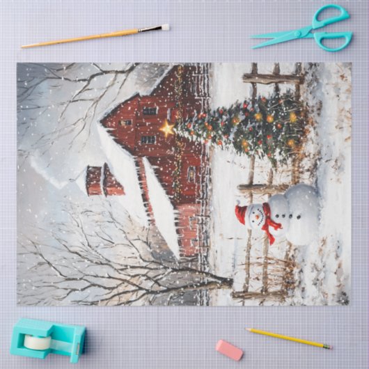 Boerderij van Snowman Tissuepapier (Craft)