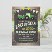 Boerderij van tractorverjaardagsuitnodiging Jongen Kaart (Staand voorkant)