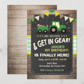 Boerderij van tractorverjaardagsuitnodiging Jongen Kaart (Voorkant / Achterkant)