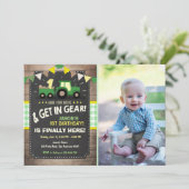 Boerderij van tractorverjaardagsuitnodiging Jongen Kaart (Staand voorkant)