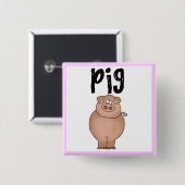 Boerderij van varkens vierkante button 5,1 cm (Voorkant /achterkant)