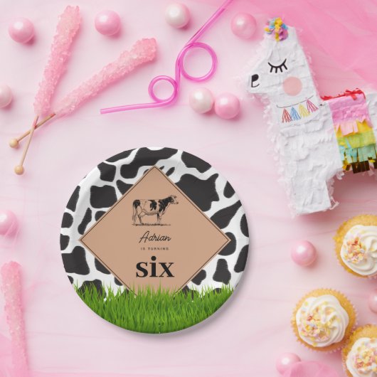 Boerderij van zwarte en witte Koe Dierensterfdag T Papieren Bordje (Feest)