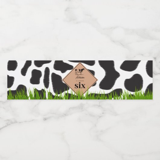 Boerderij van zwarte en witte Koe Dierensterfdag T Waterfles Etiket (Enkel label)