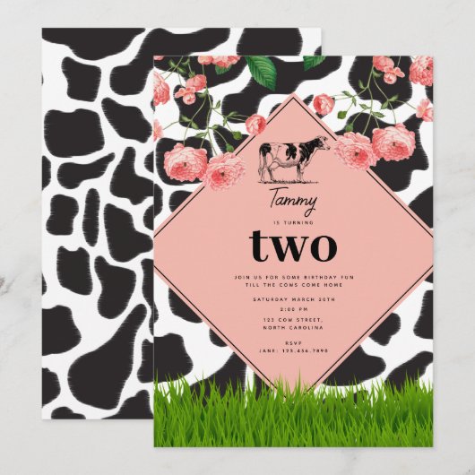 Boerderij van zwarte en witte Koe Kaart (Voorkant / Achterkant)