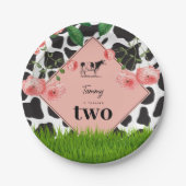 Boerderij van zwarte en witte Koe Papieren Bordje (Voorkant)