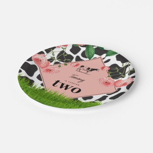 Boerderij van zwarte en witte Koe Papieren Bordje (Gekanteld)