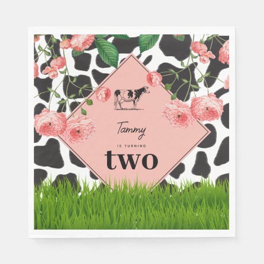 Boerderij van zwarte en witte Koe Servet (Voorkant)