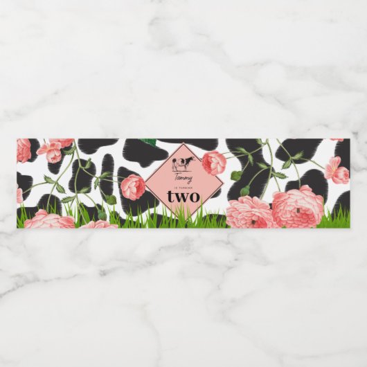 Boerderij van zwarte en witte Koe Waterfles Etiket (Enkel label)