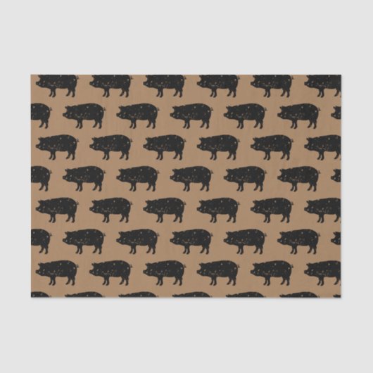 boerderij varken silhouet aangepaste kleur bruin tissuepapier (Voorkant)