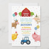 Boerderij Varkens 1e Kids Birthday Blue Tractor Kaart (Voorkant)
