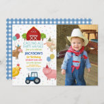 Boerderij Varkens 1e Kids Birthday Blue Tractor Kaart<br><div class="desc">Foto Boerderij Yard Animals 1st Kids Birthday Invitation. Afdruk achteraan inbegrepen. Alle tekst bewerken</div>