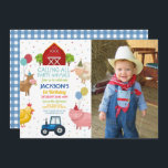 Boerderij Varkens 1e Kids Birthday Blue Tractor Kaart<br><div class="desc">Foto Boerderij Yard Animals 1st Kids Birthday Invitation. Afdruk achteraan inbegrepen. Alle tekst bewerken</div>