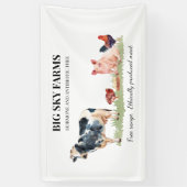 Boerderij Vee Varken Dier Waterverf Schilderij Boe Spandoek (Verticaal)